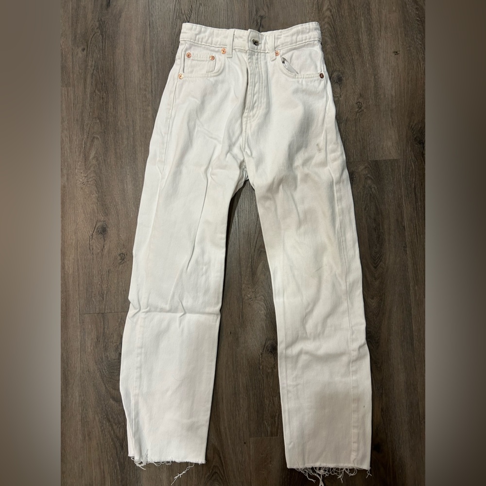 Zara White Straight Leg Jeans 24W